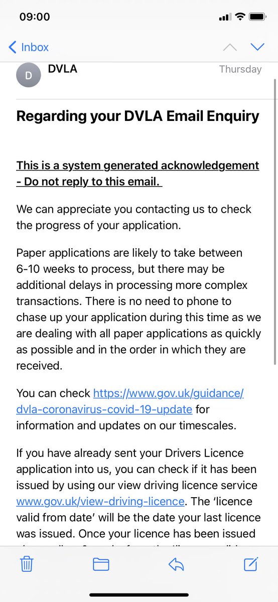 missduffy01's tweet photo. @DVLAgovuk I have emailed the contact details as I was told to and I have still got the same response nothing I can’t get in contact with anyone just get this generic email and my marriage certificate with my driving license with has been gone for 9weeks!! Where is my license? https://t.co/FoixH48dvi