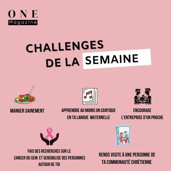 OneMagazine__'s tweet photo. Hello one peeps de nouveaux challenges pour cette semaine. Et si nous les relevions ensemble ?
Top c’est parti!!
#lifestyle #octobrerose #m#christian #diet #music #gospelmusic #gospelchallenge #church #god
#OneMag https://t.co/CliVhh2YDC