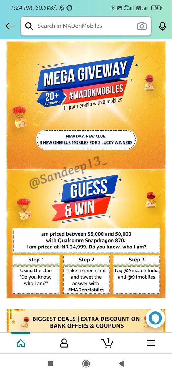 Sandeep13_'s tweet image. "Do you know, who I am?"

Answer) OnePlus 9R

OnePlus 9R have Qualcomm Snapdragon 870, priced at ₹34,999*

#MADonMobiles 
#AmazonMADDealsOnMobiles
@amazonIN  @91mobiles
