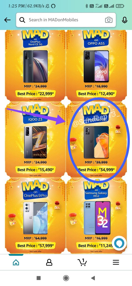Sandeep13_'s tweet image. "Do you know, who I am?"

Answer) OnePlus 9R

OnePlus 9R have Qualcomm Snapdragon 870, priced at ₹34,999*

#MADonMobiles 
#AmazonMADDealsOnMobiles
@amazonIN  @91mobiles