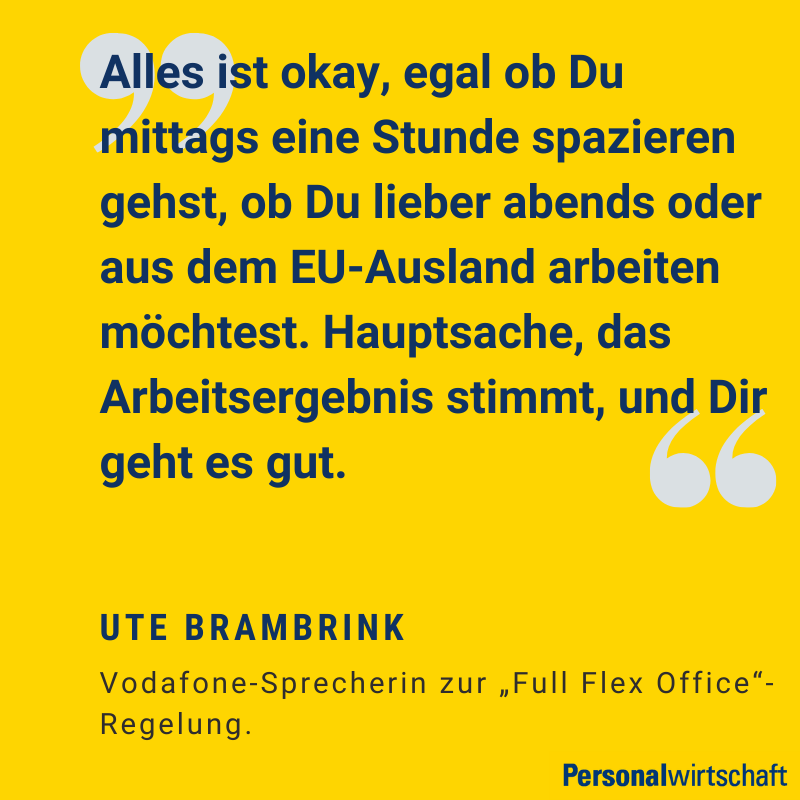 personaler_de's tweet photo. Seit dem 1. Oktober dürfen die @vodafone_de-Mitarbeitenden entscheiden, wann sie wie von wo arbeiten. Das sogenannte „#FullFlexOffice“ wirkt sich nicht nur auf die Arbeitsabläufe aus, sondern soll direkt auf die neue, vom Unternehmen gewünschte, #Unternehmenskultur einzahlen. https://t.co/OsdCpurE3I