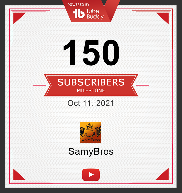 SamybrosY's tweet photo. Our channel has hit the 150 Subscribers milestone !
We thank all of you for the tremendous love and support for our channel ! Keep supporting us !
.
#youtube #youtuber #contentcreator #samybros #150subscribers #milestone #youtubechannel https://t.co/utzHUgsIkO