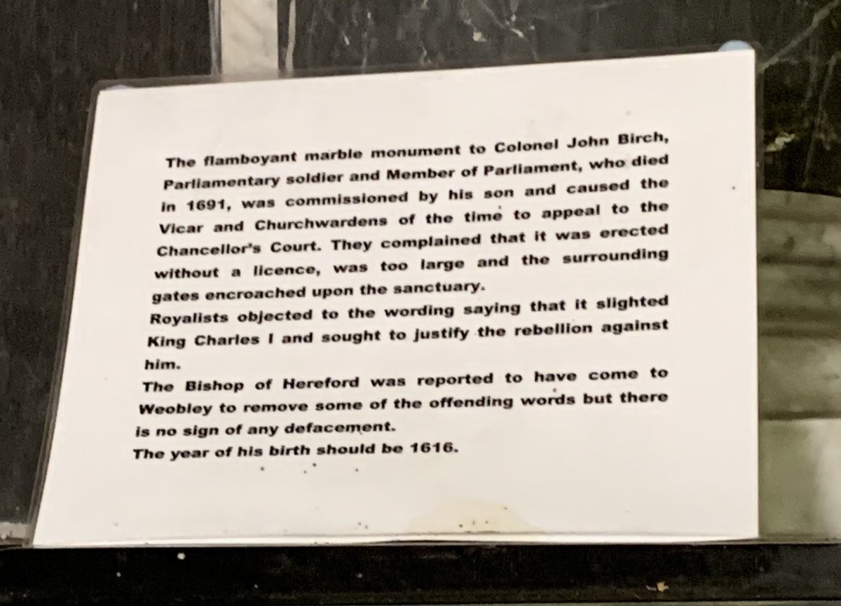 Barb_Drummond's tweet photo. Good morning! This is the huge monument to Col #JohnBirch . It was erected without license and caused offence to both #Royalists and #Parliamentarians. It even gives his wrong date of birth. And yet itโs still here. Just because something is wrong doesnโt mean it gets fixed https://t.co/CaDdqm2HyC