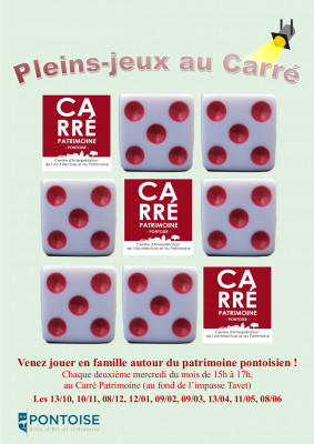 PriscilleS's tweet photo. #Pontoise #CarréPatrimoine Venez en famille pour jouer et apprendre sur l’histoire de Pontoise. Jeux : 7 familles,  de l’oie, Monopoly… des jeux adaptés au patrimoine pontoisien, chaque 2ème merc du mois à 15h suivis d’1 bon goûter !
carrepatrimoine@ville-pontoise.fr https://t.co/yj769ZrwKb