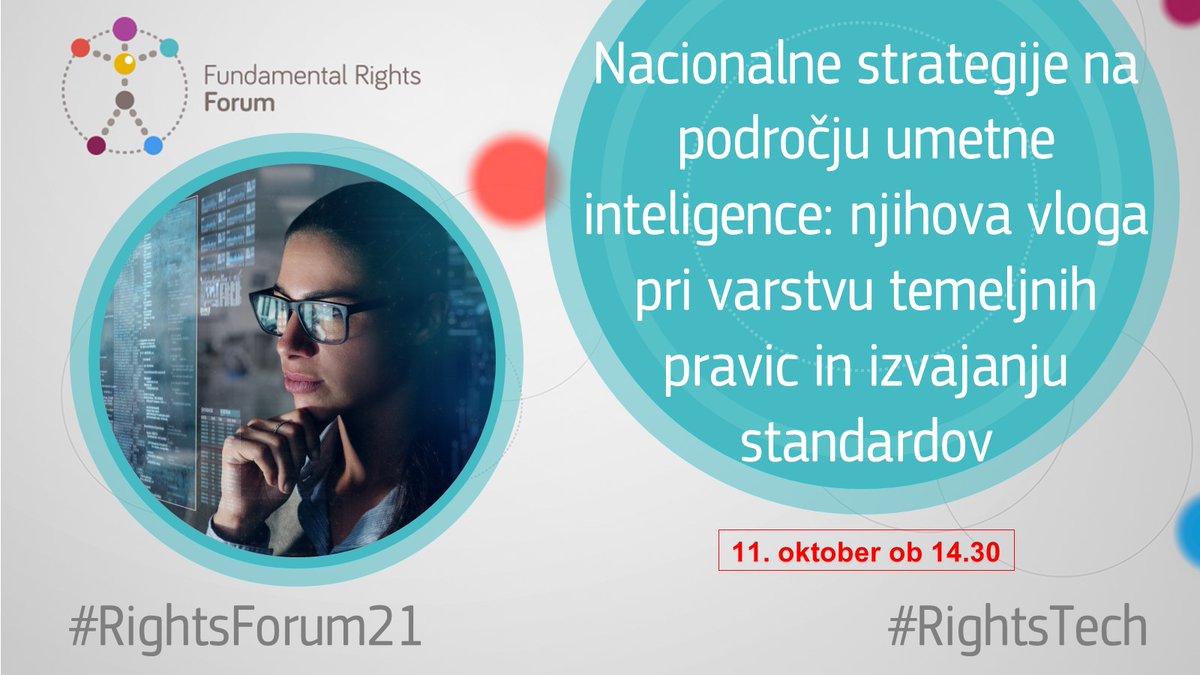 EKvSloveniji's tweet photo. Kako spodbujati tehn. inovacije ob spoštovanju temeljnih pravic? @EURightsAgency
Pridružite se razpravi #RightsForum21 #RightsTech o nac. strategijah #AI.
📌Danes ob 14.30 neposredno iz Lj.📽 Tolmačenje v 🇸🇮 bo zagotovljeno.
👉https://t.co/PzFyE1Tfrv
@digitalSLO https://t.co/CIGYnQAuHc