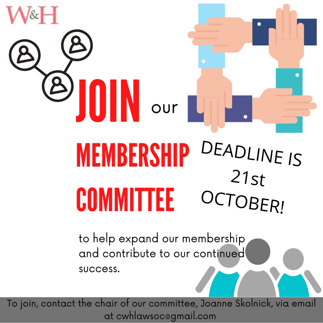 CWHLawSociety's tweet photo. If you are interested in joining, please get in touch with Membership Committee Chair Joanne Skolnick via email at cwhlawsoc@gmail.com - we would love to hear from you!
 
Not a member yet? No problem! Please fill out our membership form here https://t.co/kfVCwKKRx8

#membership https://t.co/roGrn4Ha7Q