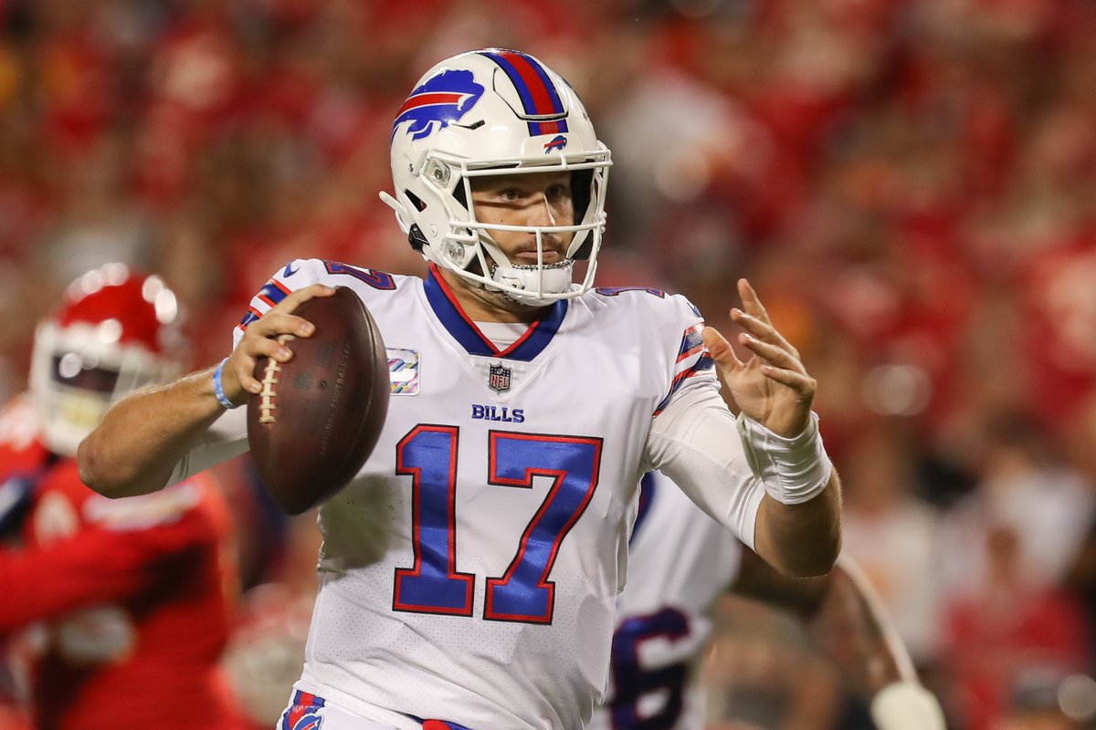 Josh Allen: 
139.3 QB Rating, 316 Pass Yards, 3 Pass TD, Rush TD

Patrick Mahomes: 
70.9 QB Rating, 272 Pass Yards, 2 Pass TD, 2 INT