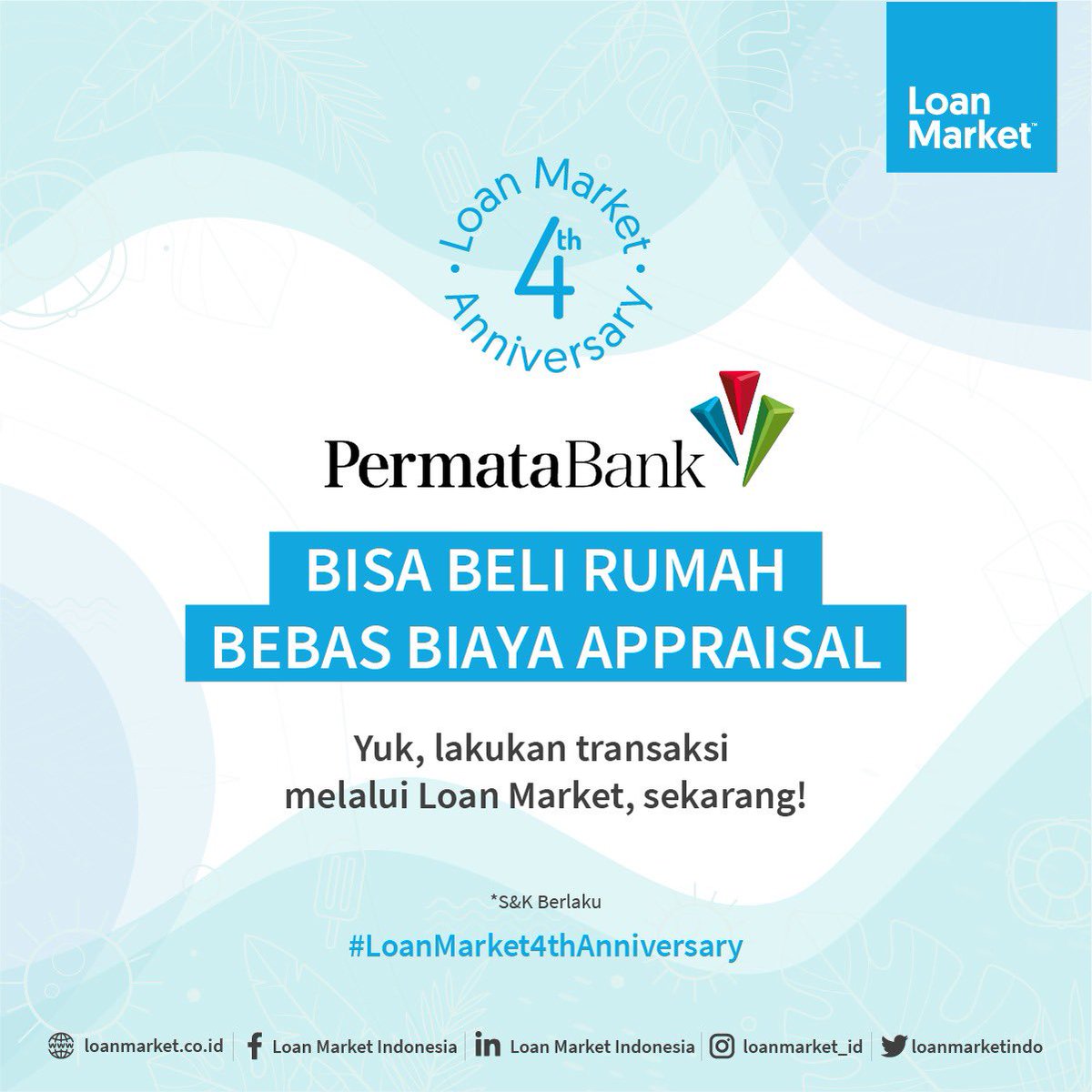 Loanmarketindo's tweet photo. Kapan lagi ada promo spesial secara saat pandemi? Yes, cuma dari @PermataBank dengan transaksi di Loan Market. Buruan ambil kesempatannya!
#LoanMarketIndonesia4thAnniversary #LoanMarketIndonesia #spesialbenefit #promoperbankan #promokredit #promokpr #kprrumah #promobankpermata https://t.co/gyCYv0LGvK