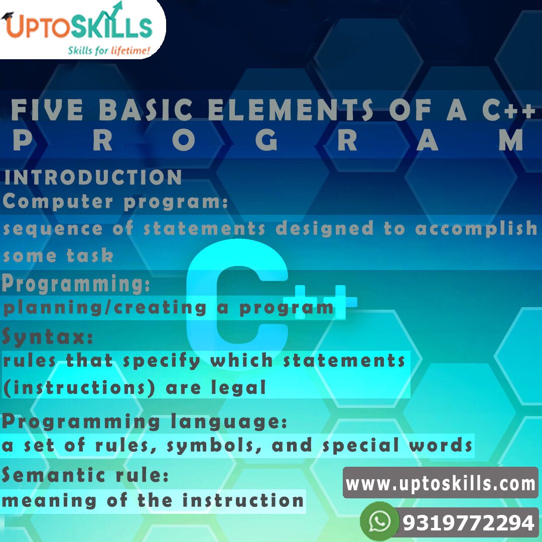 SkillsUpto's tweet photo. 📍c++ series-5
Five basic elements of a C++ program
📍Stay Tuned, Stay Connected for more
interest and updates
Do Like Share Comment
Follow Guys👉 @uptoskills
https://t.co/wmnBmZsZZD
#computerscience #coding #programming #technology #computer #objectorientedlanguage #uptoskills https://t.co/jekTj9rNac