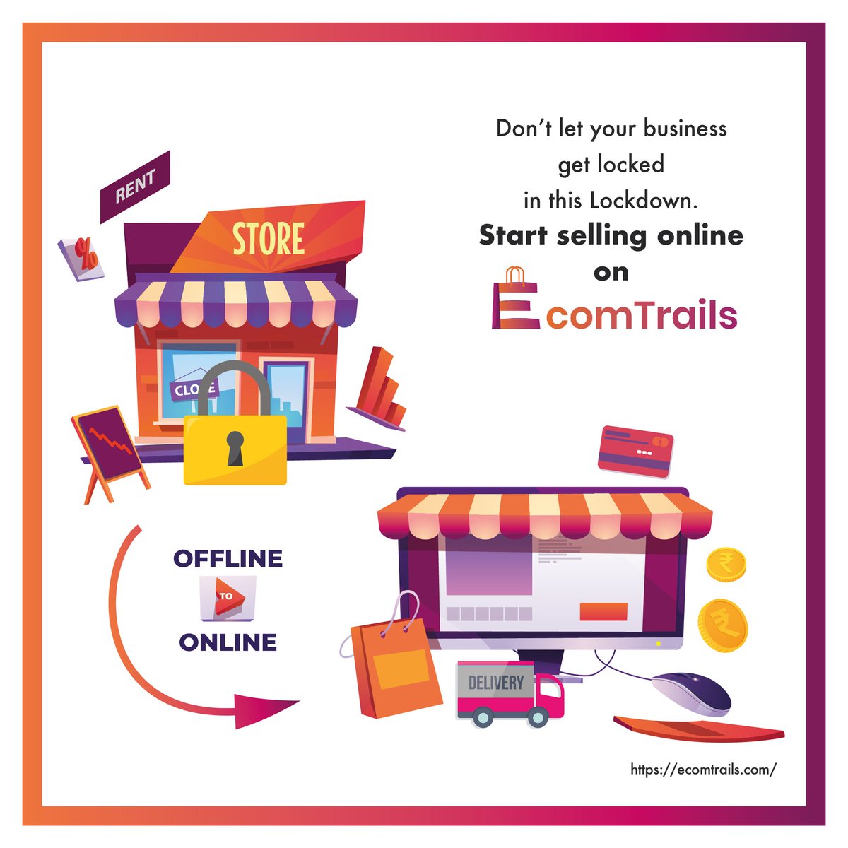 EcomTrails's tweet photo. Lockdown proved to be an inflection point for ecommerce in India. Get your Business Online &amp; Start Selling with EcomTrails online store.
Visit https://t.co/rdrhCyqD4q

#ecommercewebsite #quickselling #ecommerce #ecommercestore #onlinestore  #ecommercebusiness #onlineselling https://t.co/wy2XvXGmu0
