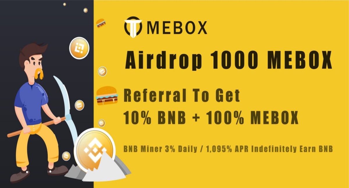 🔥 Mebox #Airdrop (MEBOX)
⭐️⭐️▪️ 2/3 stars
💰 Reward: 1,000 MEBOX
👥 Referral: 50 MEBOX
🚀 Airdrop Link: t.me/Mebox_airdrop_…

• Follow <a href="/Mebox_io/">Mebox</a>
• Like and retweet this Tweet

🌐 About Mebox: Visit – mebox.io
