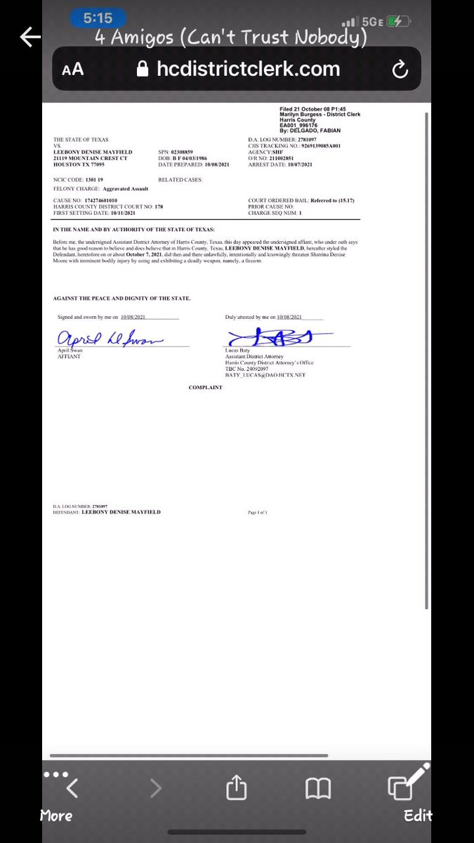 NONY_TEAA's tweet photo. Esquaud since you on here lurking and sending shit. Send this, cuz y'all master has court. Y'all so dumb. Oh and by the way her name is on this paper work and the dates... https://t.co/jOn3yy3A0Z