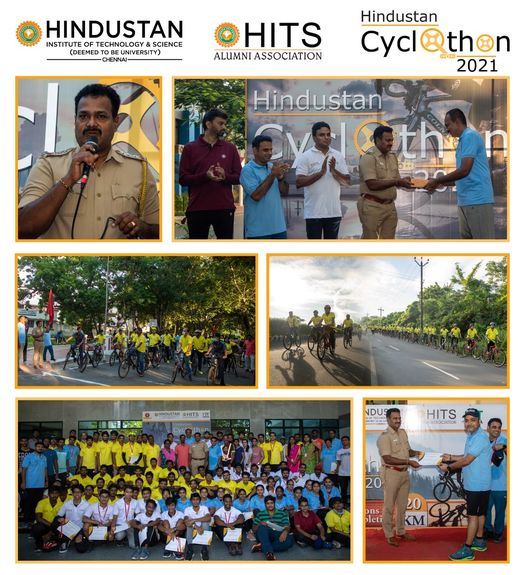 HITSAA_ADMIN's tweet photo. Hindustan Cyclothon 2021(held on 2 Oct 2021 at HITS Campus, PAdur) a Success! Mr. J. Manimarn (Ph.D), Inspector of Police, Kelambakkam Police Station was the Chief Guest.
#HITSAA #HITS #fitindiamovement #fitindiachallenge #SportsNews #AlumniNews #cyclothon #cyclist #cyclinglife https://t.co/Jogr3dCujk