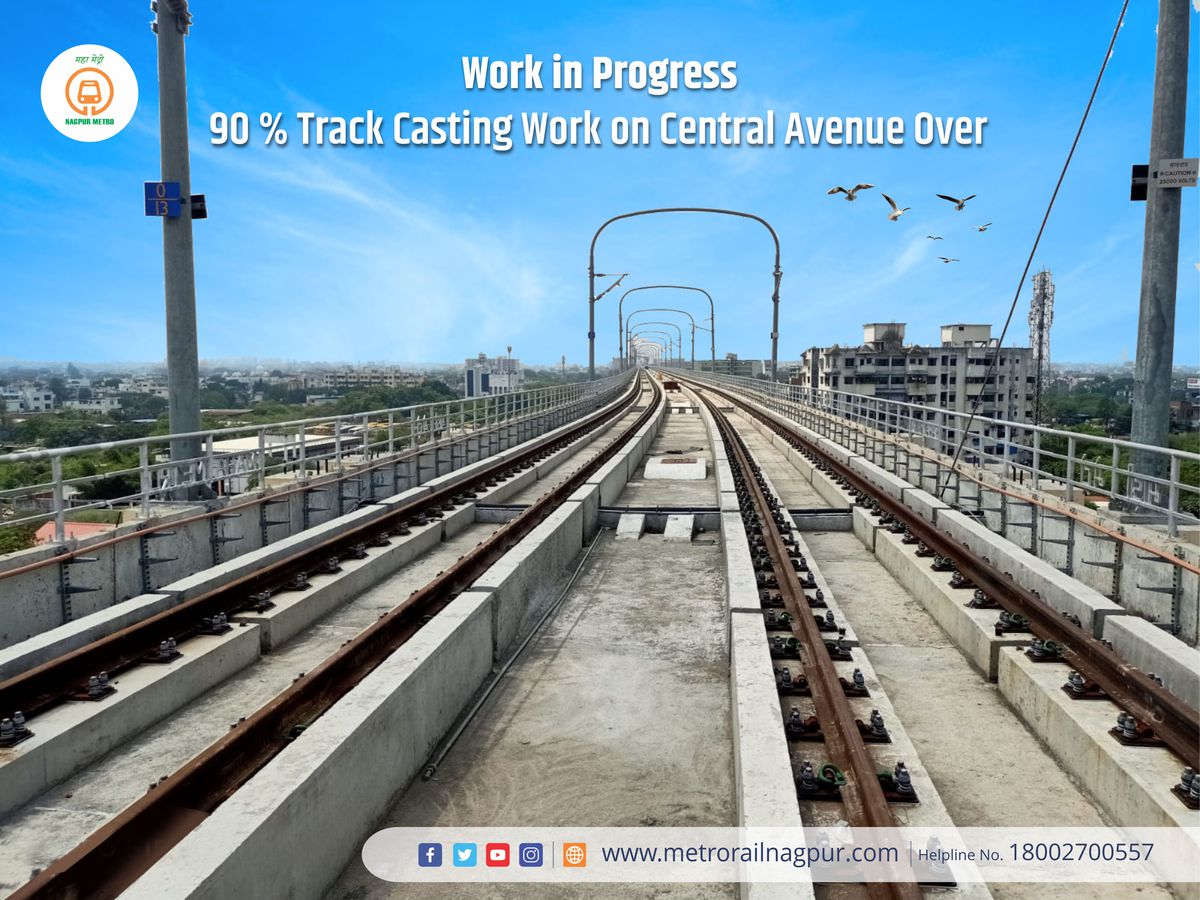 #ReasonToSmile #Spirit of #NagpurMetro work during #Covid19 #Pandemic #EyeForFuture
Almost 90 % Track Casting Work on Central Avenue Over
Even as the work on the longest Balanced Cantilever in Maharashtra near Anand Talkies is complete, (1/4)
#WorkinProgress #NagpurMetro