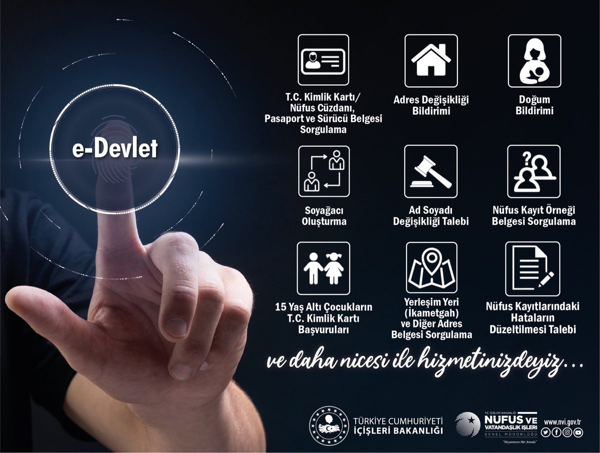 4️⃣2️⃣ e-devlet uygulamamızla nüfus ve vatandaşlık işlemlemleri parmaklarınızın ucunda. Vatandaşımızın hayatını daha da kolaylaştırmak için yeni haftaya Bismillah.. <a href="/TCNufus/">Nüfus ve Vatandaşlık İşleri Genel Müdürlüğü</a> #HayatınızınHerAnında