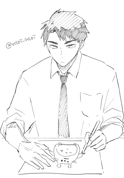 トトロの絵を描く若利くゅ 