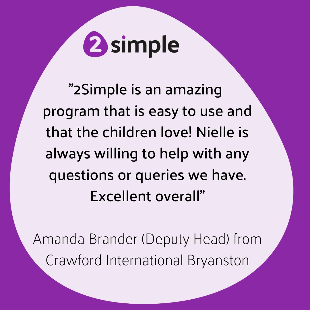2simpleSA's tweet photo. Testimonials and reviews on our #purplemash and #2simple products really add value - thank you for taking time to share your thoughts with us.

#testimonials #reviews #purplemash #forteachers #forlearners #edtech #feedback #schooladvisor https://t.co/yTYTm8hkff