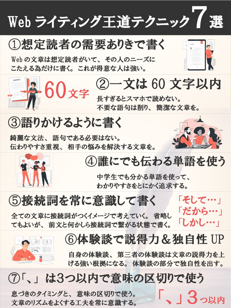 afila_sns's tweet photo. 【ブクマ必須】絶対に覚えておきたい「Webライティング王道テクニック7選」がこちら↓↓↓ https://t.co/bBdtyczuRb