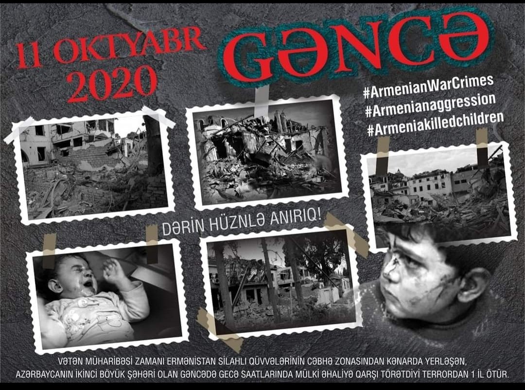 Unutmadıq 11 oktyabr 2020
#Ganja 
#ganjacity 
#ArmenianWarCrimes 
#Armenianaggression
