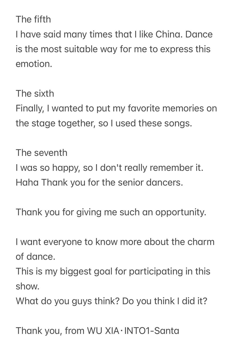 SantaCNFC's tweet photo. Trans ⬇️
“I’m WU XIA, I’m INTO1-Santa
I want to say
Thanks to the show "Masked Dance"
Thanks to the great senior dancers
Thanks to the host who gave me memories
Thanks to the dancers who worked hard together”
@SANTADANCE_ 

#SANTA  #ซานตะ #赞多  #MaskedDance #INTO1 #サンタ https://t.co/5jR9hKpRjS