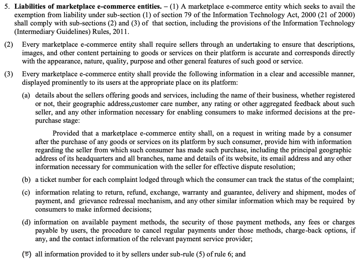 Sakshara's tweet photo. Where marketplaces are required to clearly provide details of the sellers, there should also be provisions to make circumvention / disintermediation illegal, no ?
Source: https://t.co/EyZ4NjLYWF
Is your #ecommerce / #marketplace complying with all these ? #policy #techlaws https://t.co/RHADYZLEyP
