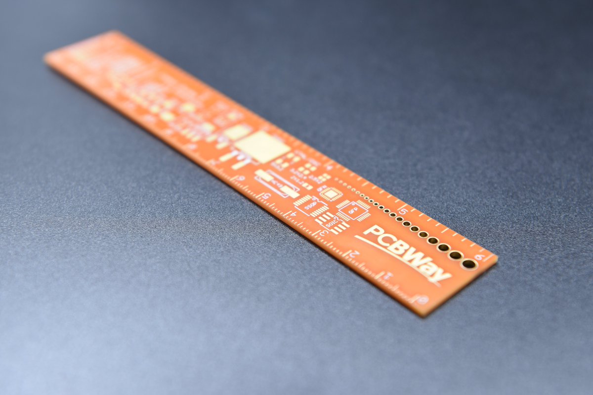 PCBWayOfficial's tweet photo. Take a closer look at our PCB ruler with Orange Soldermask...
#PCBruler #PCBnewcolors #OrangeSoldermask https://t.co/wIuelWwySl