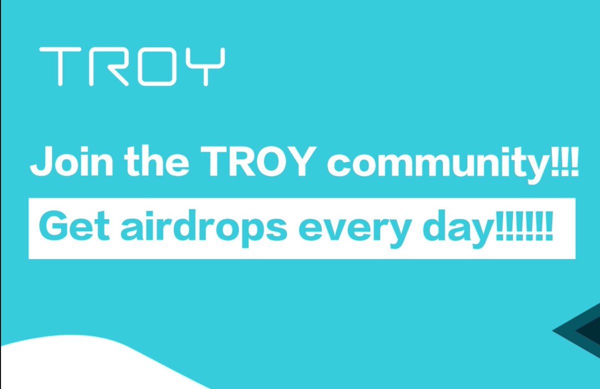 🚀🚀 Airdrop: TROYSWAP 💰 Reward: 100 $TROY 👥 Referral: 300 $TROY - TOP 300 📊 Listing: Binance, Gate, CoinMarketCap 📆 End Date: 30th Oct 🤖 Complete data: t.me/TROYSWAP_bot?s… #Airdrops #Airdrop #Bitcoin #TroyTrade