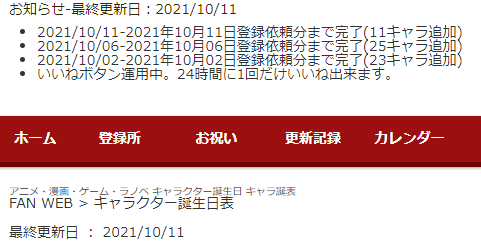 キャラ誕表 Charadayfan Twitter