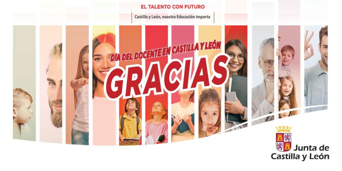 educacyl's tweet photo. Hoy celebramos el Día del docente en Castilla y León, un merecido y justo reconocimiento a vuestra labor de entrega, profesionalidad y vocación. Muchas gracias por ser los mejores. ¡Feliz día!

#ProfesoradoCYL https://t.co/wERIpZ1r2o