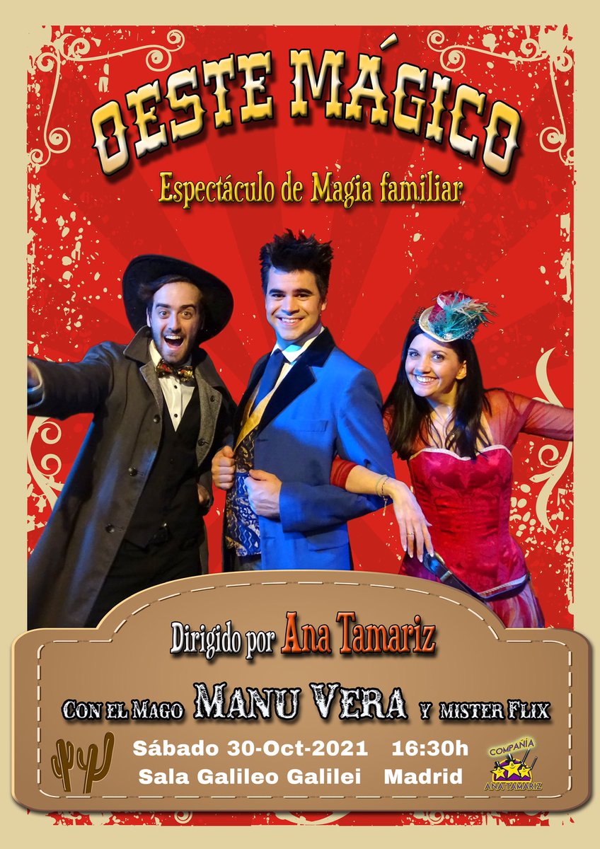 Sí ¡¡Volvemos!! 😃 el “Oeste Mágico” en <a href="/salagalileo/">Sala Galileo Galilei</a> de #Madrid con 😍 #ManuVera , Mister Flix <a href="/maurocp95/">Mauro Coll</a> el mago <a href="/MagoAlvaroRubio/">Álvaro Rubio</a> y #LasCocóRaclettesdeFromage <a href="/Yanira_Vallejo/">Yanira Vallejo</a> y Verónica. Y los ya famosos #losmagosdelachistera con sombrero de vaquero 🤠 Yihaaa!! 👏🏻👏🏻👏🏻