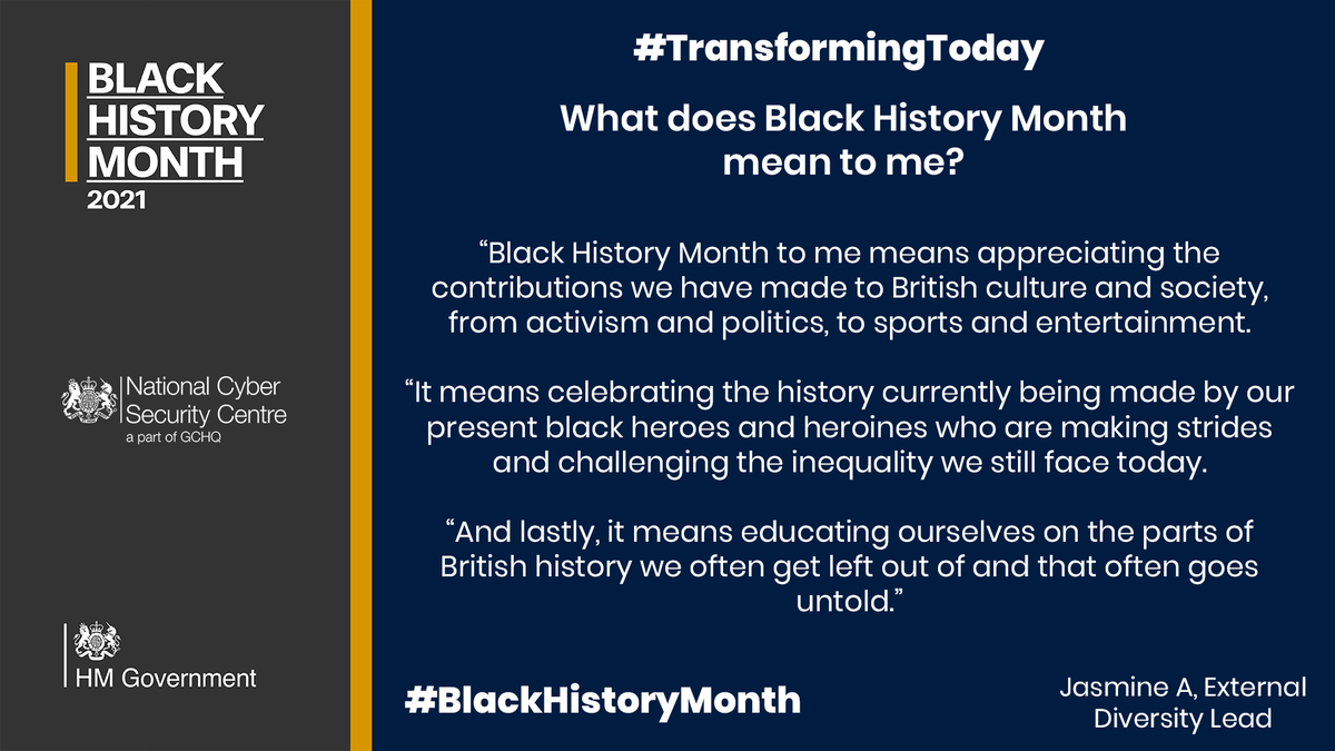 Jasmine A tells us the importance of #BlackHistoryMonth and appreciating the contributions made to British culture and society #TransformingToday