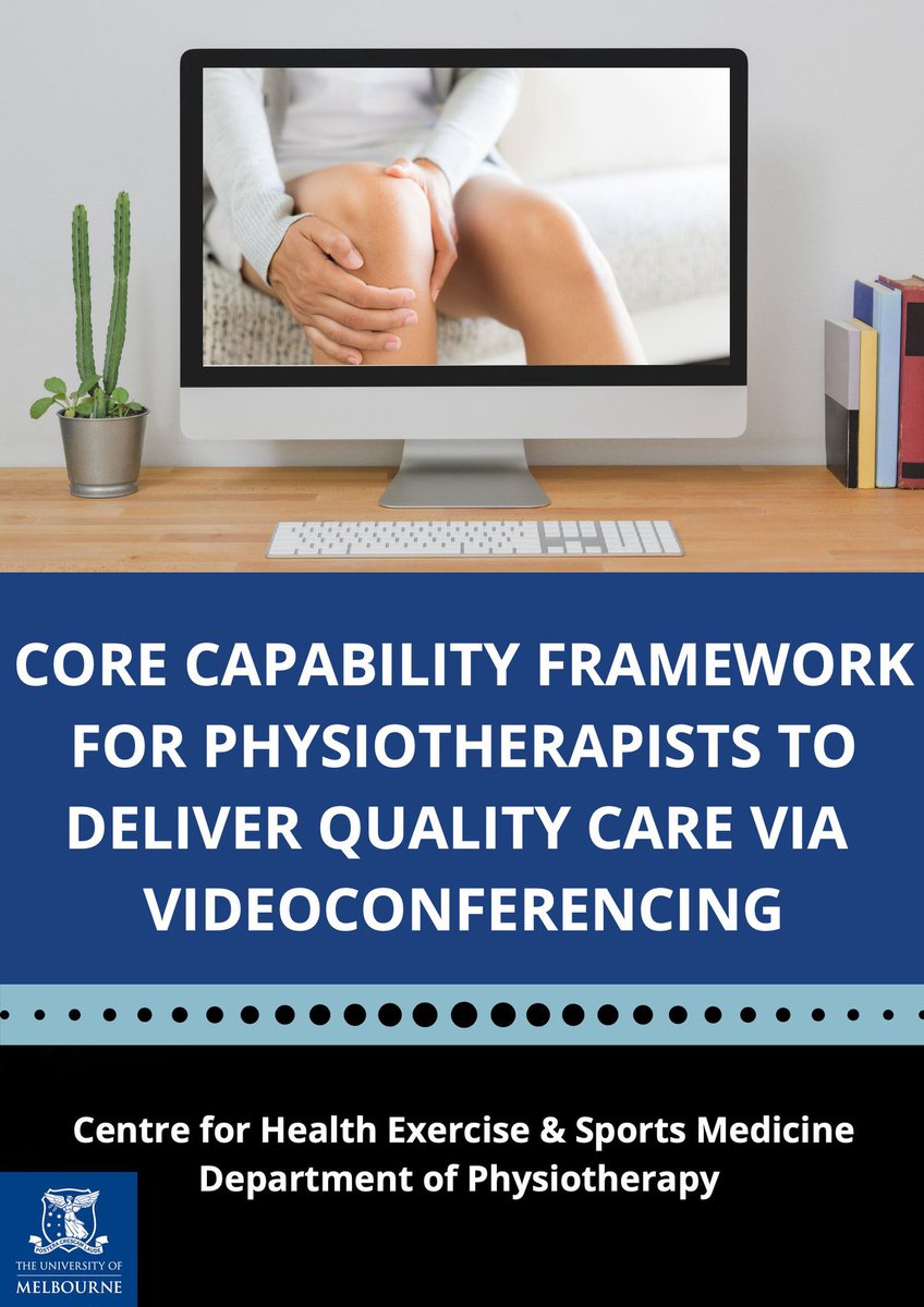 Our free clinician resource provides a framework & self-appraisal checklist for #physiotherapists & #alliedhealthprofessional when delivering care via #videoconferencing 

@HinmanRana @CHESM_unimelb @PhysioUnimelb @apaphysio 

healthsciences.unimelb.edu.au/departments/ph…