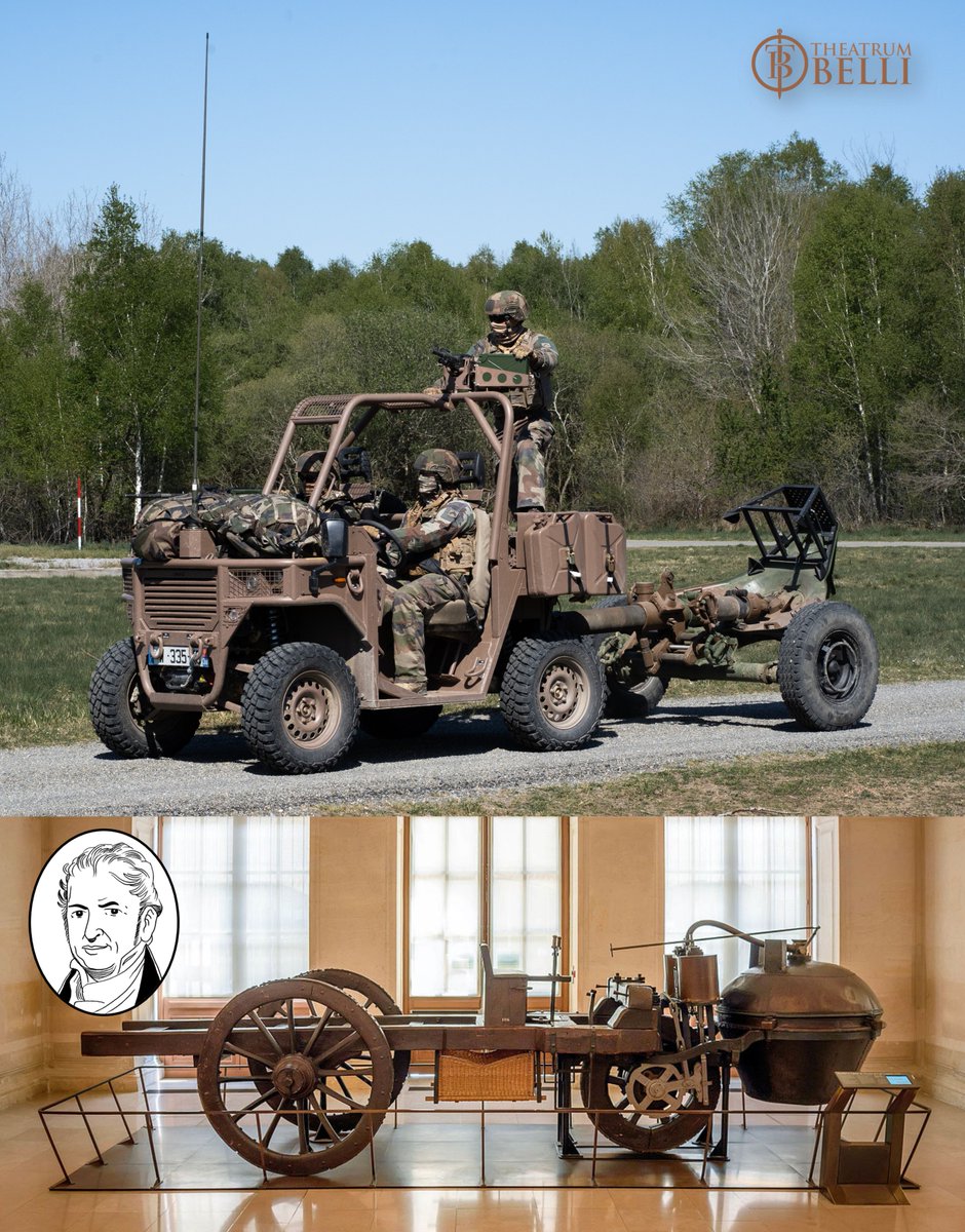 TheatrumBelli's tweet image. Fardier de #UNAC tractant le #mortier 120 mm rayé-tracté (#Mo120RT) de @ThalesDefence, digne héritier du 1er véhicule automobile inventé par Nicolas Joseph Cugnot voici tout juste 250 ans et qui était déjà un #fardier d'#artillerie mû par une machine à vapeur à 2 cylindres.