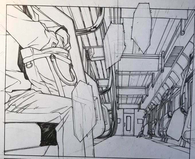 下書きが複雑過ぎてどれが何の線だか分からなくなっている笑 