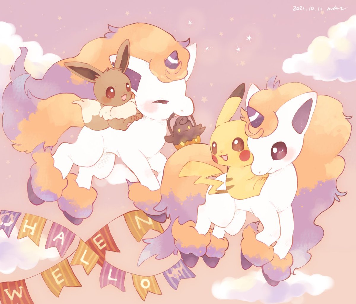 eevee pokemon (creature) no humans smile open mouth closed mouth brown eyes riding  illustration images