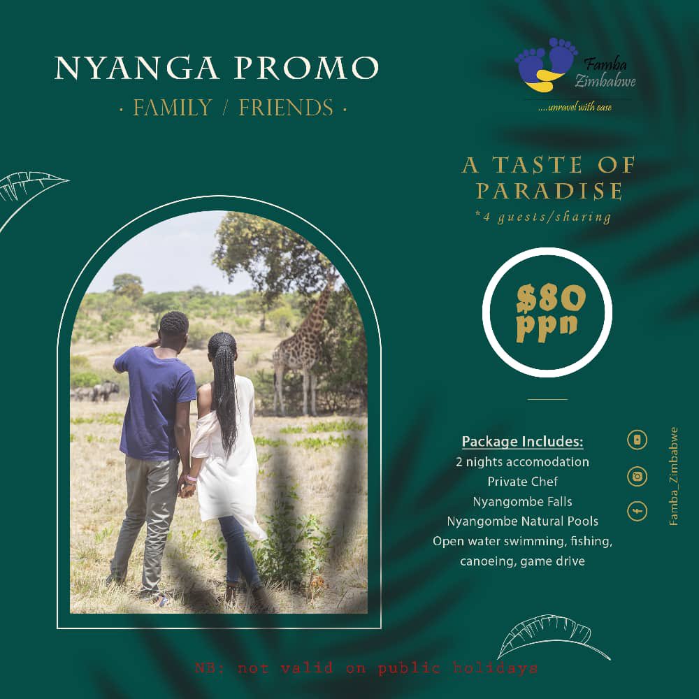 FambaZimbabwe's tweet photo. A taste of paradise! 📍 Nyanga 📍 
$80 per person. Package includes 2 nights accommodation, private chef, Nyangombe falls, open water swimming, fishing. For more information contact 0719 429 559. #FambaZimbabwe #Travel #traveltomorrow #Zimbabwe #zimbho https://t.co/uRDez209pk