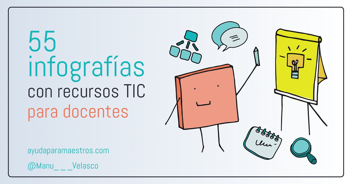 Manu___Velasco's tweet photo. He creado esta colección en @wakelet para tener bien recopiladas y en un solo enlace las 5️⃣5️⃣ infografías con recursos TIC para docentes que he ido publicando en mi web @AyudaMaestros Aquí os la dejo: https://t.co/zNgc3SsVUx https://t.co/2ONAHnA3q0