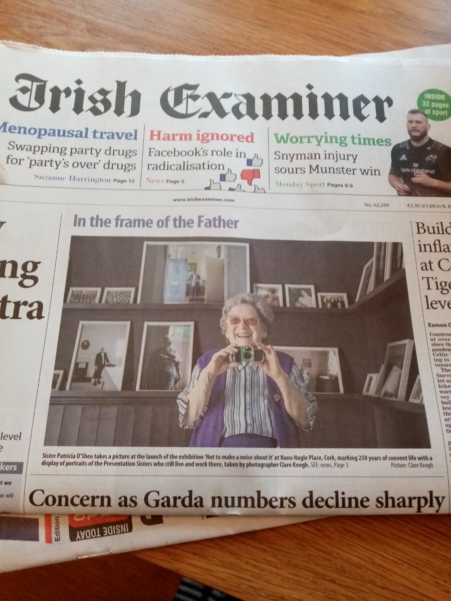 Shane Clarke (@gardencityshane) on Twitter photo Front page of the <a href="/irishexaminer/">Irish Examiner</a> for the brilliant <a href="/claremkeogh/">Clare Keogh</a> 'Not to make a noise about it' photographic exhibition <a href="/NanoNaglePlace/">Nano Nagle Place</a>.
All down to my great colleagues @PatsysMusings & <a href="/SorchaOBrien_/">Sorcha O'Brien</a>. Front page of the <a href="/irishexaminer/">Irish Examiner</a> for the brilliant <a href="/claremkeogh/">Clare Keogh</a> 'Not to make a noise about it' photographic exhibition <a href="/NanoNaglePlace/">Nano Nagle Place</a>.
All down to my great colleagues @PatsysMusings & <a href="/SorchaOBrien_/">Sorcha O'Brien</a>.