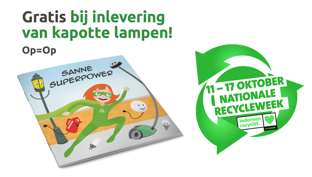 LightRec's tweet photo. Vandaag start de Nationale Recyleweek 2021! Deze week staat het belang van goede inzameling van afval centraal. Voor de snelle inleveraars ligt het kinderboek ‘Sanne superpower’ klaar die in begrijpelijke taal uitlegt waarom afvalscheiding belangrijk is. https://t.co/1pqEfCiVug https://t.co/v27M5Aqxtj