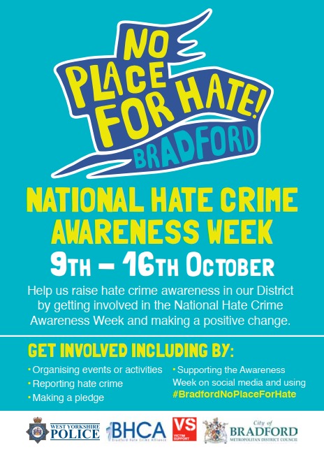 Today's the day! The launch of National Hate Crime Awareness Week 2021 #HCAW 

Keep an eye on our feed as we launch of Bradford Hate Crime Strategy with <a href="/bradfordmdc/">Bradford Council</a> <a href="/bhcall/">BHCA</a> and others today.