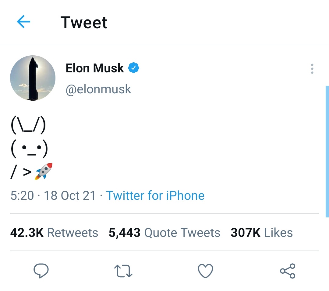 🐰 Little Bunny Rocket  🚀

Born from Elon Musk's tweet : x.com/elonmusk/statu…

Very low MC, still early to buy in now!

📊 Chart : 
poocoin.app/tokens/0xA7862…

Telegram : t.me/littlebunnyroc…
Twitter : <a href="/L_bunnyrocket/">Little Bunny Rocket</a>
Website : littlebunnyrocket.com
#DYOR