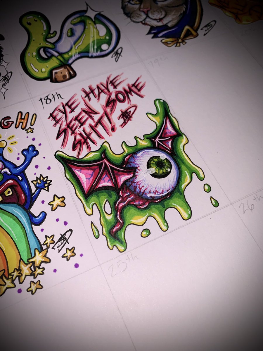 MysticWonder666's tweet photo. 18th Inktober: “Eye Have Seen Some Shit!” 👁 💚 🦇
Yes, i made another pun today. Hope you enjoy the cool design though!
#eyepun #eyemonster #eyebat #inktober #ink #artist https://t.co/lR60buYWDY