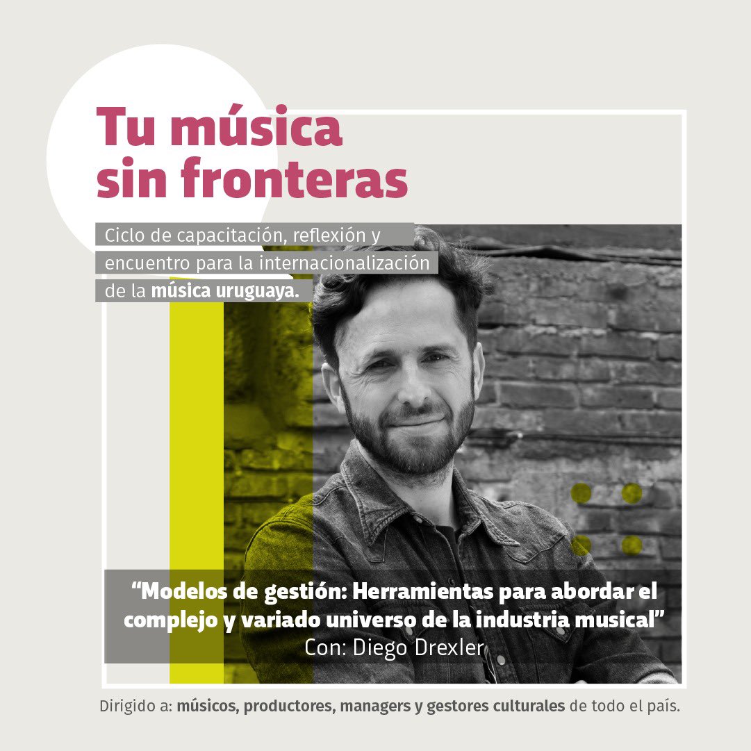 DiegoDrexler's tweet photo. Estoy muy agradecido para participar de este ciclo de capacitación, reflexión y encuentro para la internacionalización de la música.
@musicaculturamec @culturamec @moriana_peyrou #agremyarte #fudem #oimus @fansmusica.uy @andeuruguay https://t.co/a8N9TJ8i2S