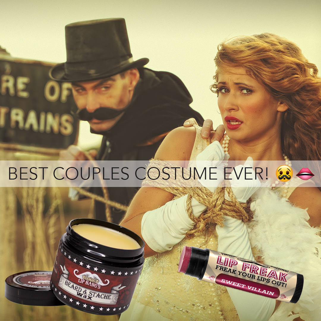 Get a little villainous this halloween, no bad guy costume is complete without our Beard &amp; Stache wax and our Sweet Villain Buzzing Lip Balm. 
#halloween #couplescostume #badass #villain #lipbalm #mustachewax 

lipbang.com/shop