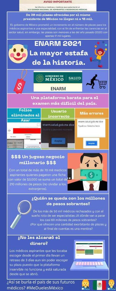 sofia175276's tweet image. #estafaENARM2021
#AristeguiEnVivo  @ChumelTorres  @AztecaNoticiaGT 
@adelamicha1 @adelamicha2 @NTelevisa_com @carloslollett @CnnEspaol @CarmenAristegui 
Más de 86 hrs para elegir una plaza para especialidad médica y aún no hay solución por parte de la cifrhs. ¡Queremos solución!