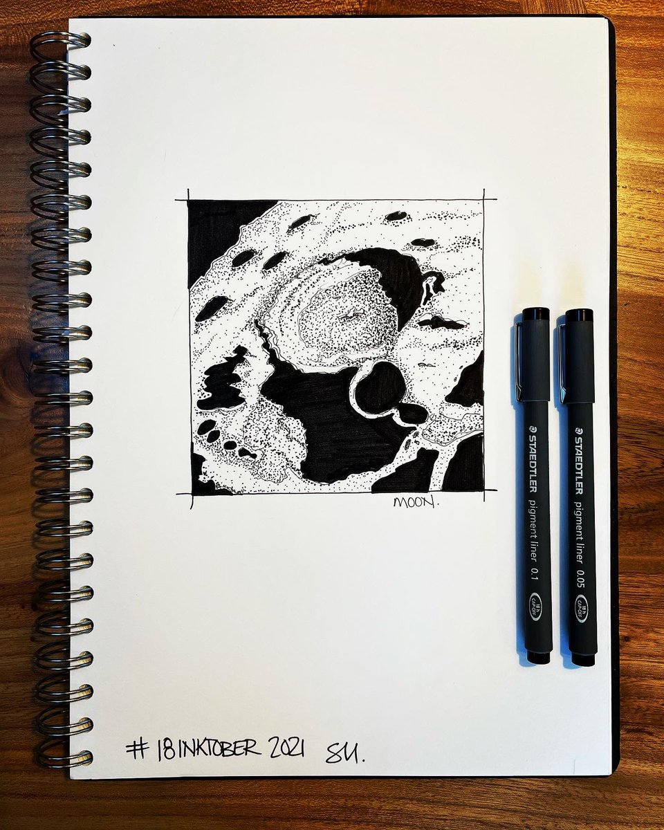 Moonscape for today’s offering on day 18 of #inktober2021