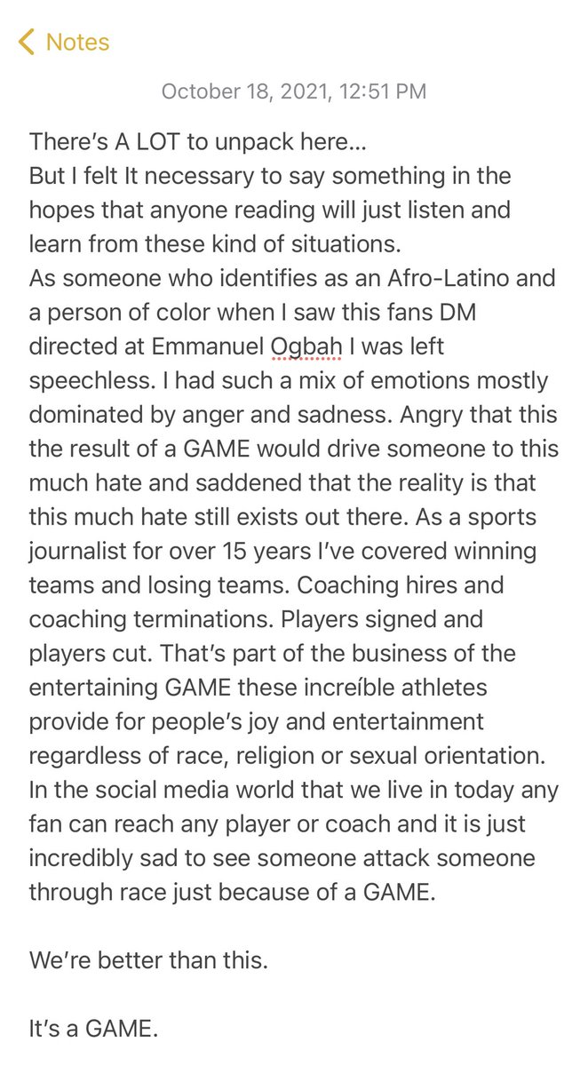 Jorge_Andres_TV's tweet photo. Yesterday following the @MiamiDolphins loss to the Jags, @EmanOgbah tweeted the following. I’m at a loss for words. I’ve just thought about this nonstop since seeing it. Here is the tweet a fan sent him and some of my thoughts…
We’re better than this…smh… #Ogbah https://t.co/oH4x2ZXcqz