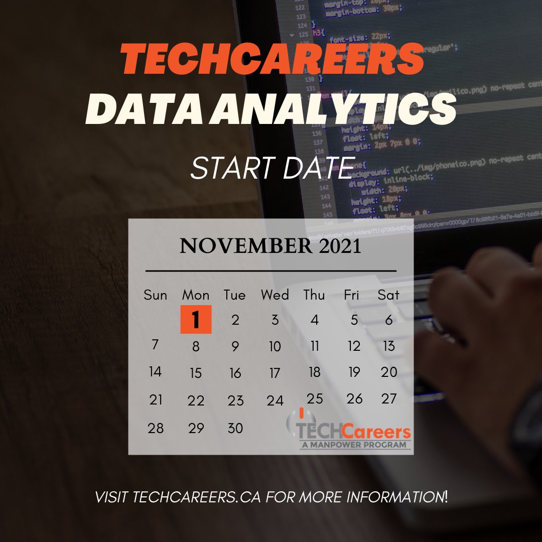techcareersyyc's tweet image. The TECHCareers Data Analytics stream is starting November 1st, 2021! 
Join us for a virtual information session on Wednesday, October 20th, 2021 from 11:00 AM - 12:00 PM. 
Info session registration: buff.ly/3lKL8a3

#training #techcareers #trainingprogram #yyctech