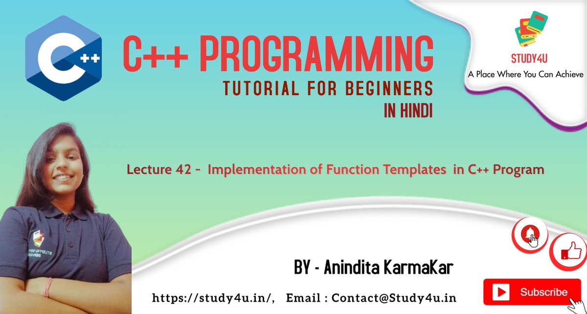 study4_u's tweet image. #learning #codinglife #codingisfun #tutorial #series #lectures @study4_u #courses #course #elearning #programming #education 

Implementation of Function Templates (Advance Topic) in C++ Program || Hindi || By Anindita Karmakar

youtu.be/-OkvinNO1zQ