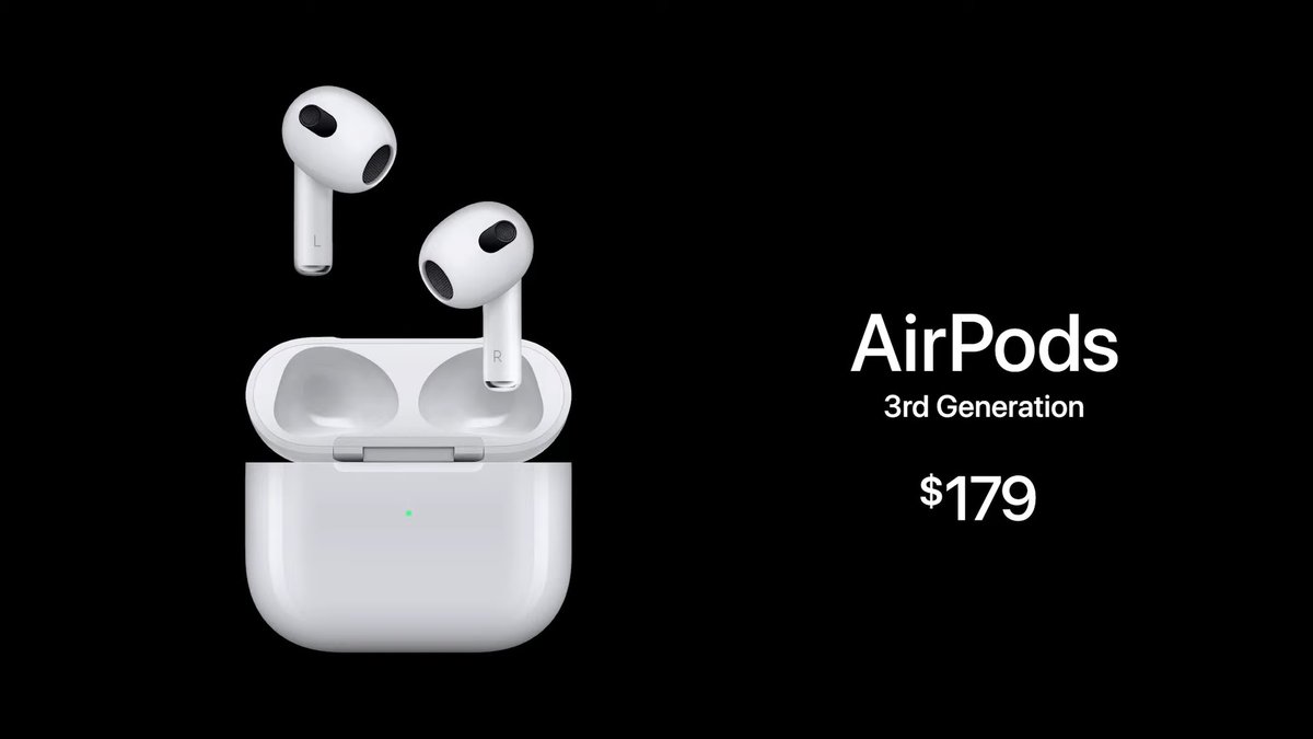 もちふゆ ガジェットブロガー V Twitter 新型airpods 第3世代 発表 Airpods Proのようなデザイン 空間オーディオ対応 Magsafe充電対応 防水 防汗対応 5分の充電で1時間連続再生対応 イヤホン単体で6時間 ケース併用で30時間 イヤーチップ非対応 価格は
